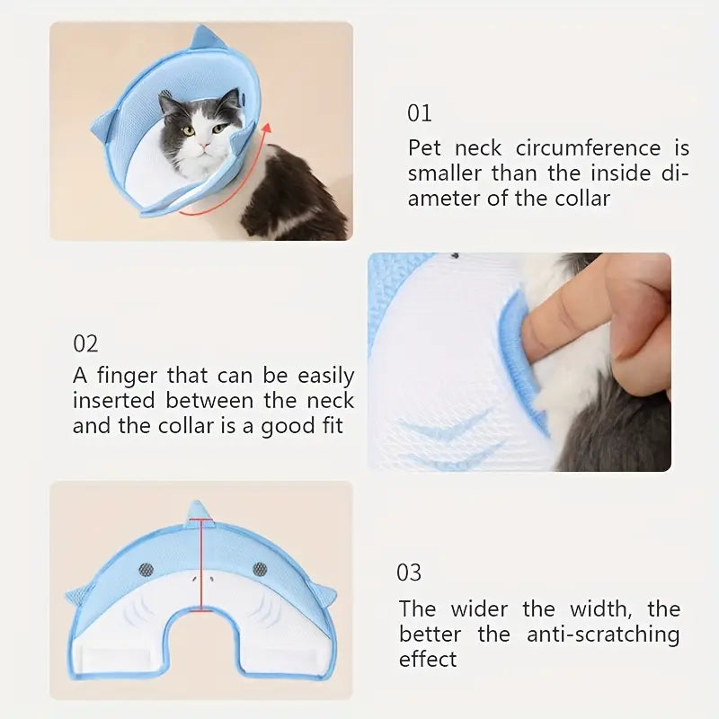 Cartoon Shark Cat Recovery Cone Collar