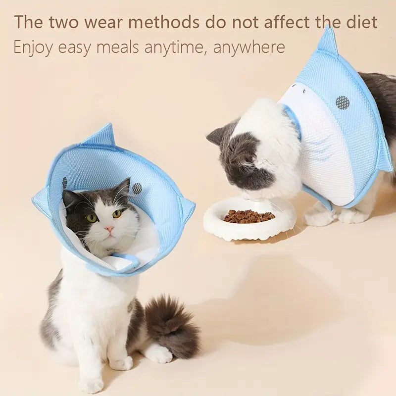 Cartoon Shark Cat Recovery Cone Collar