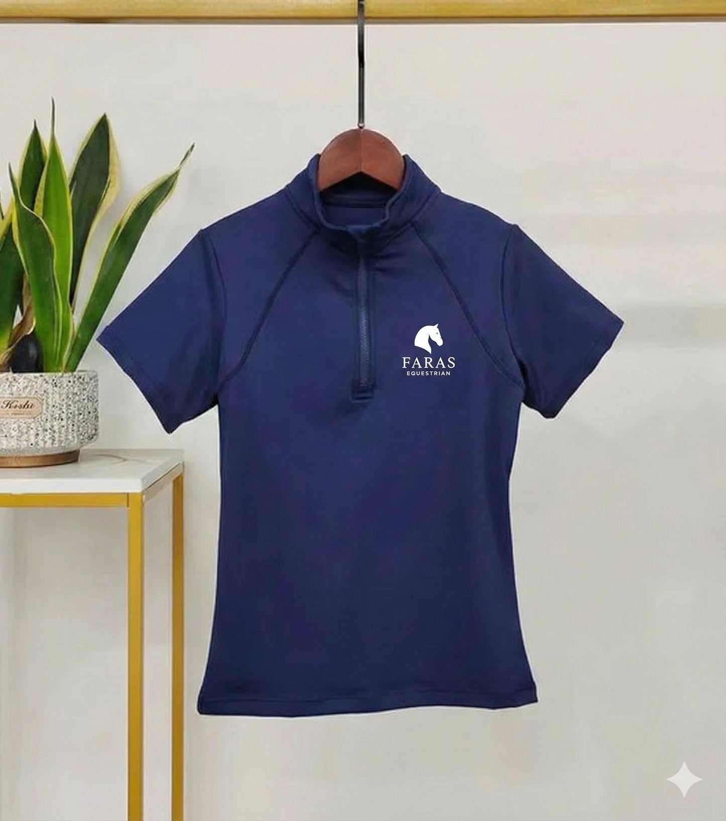 Navy Blue Short Sleeve Riding Shirt