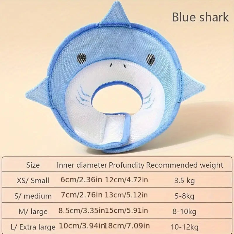Cartoon Shark Cat Recovery Cone Collar