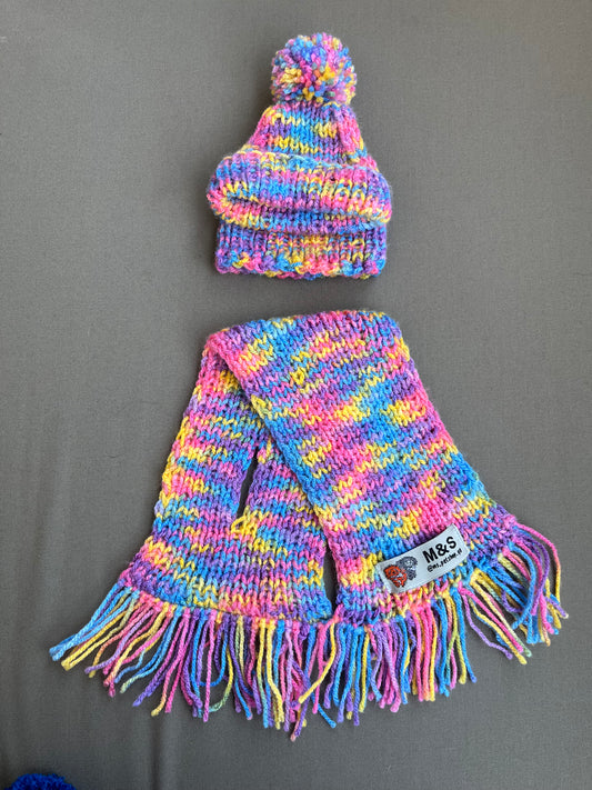 Beanie & Scarf Set Rainbow