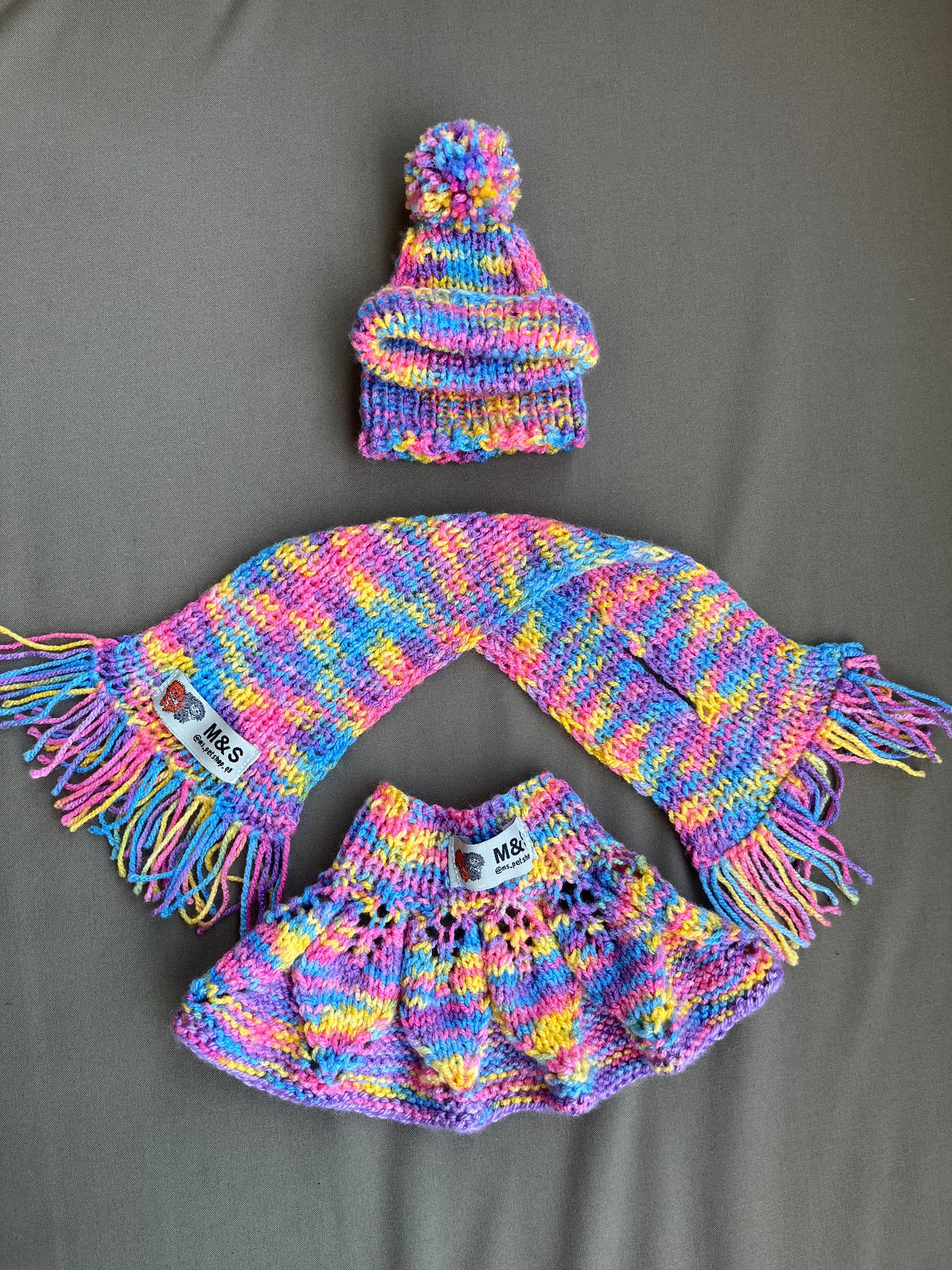 Beanie & Scarf Set Rainbow