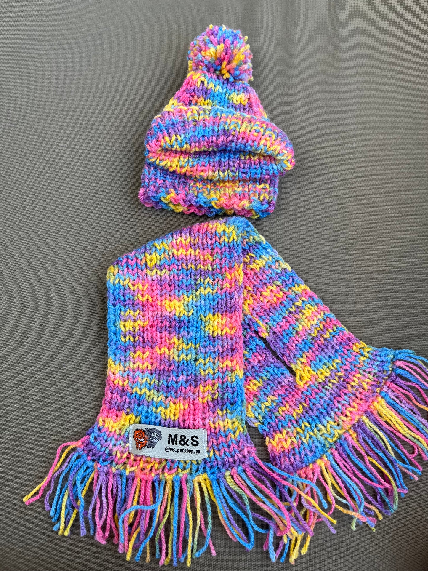 Beanie & Scarf Set Rainbow