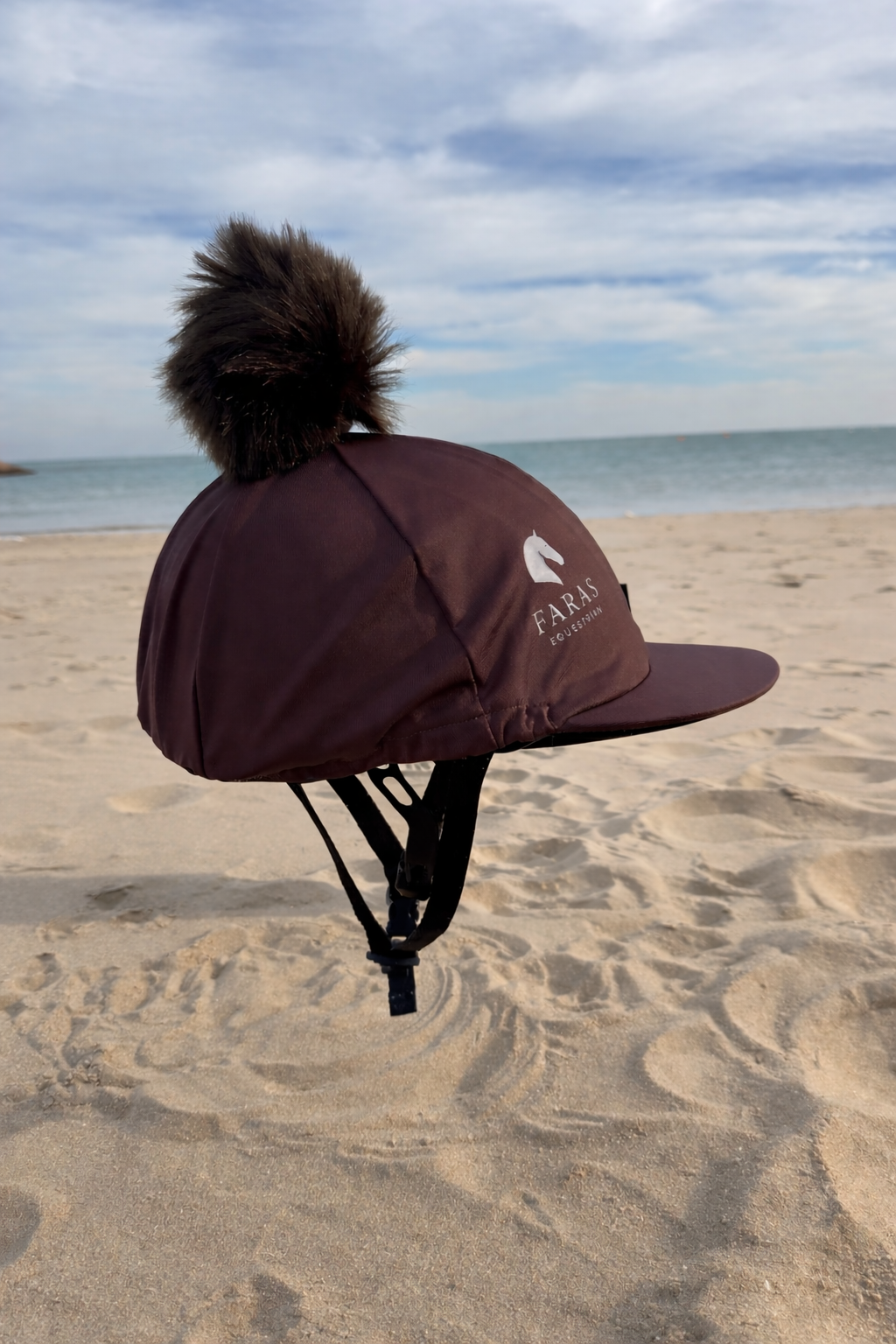 Mocha Pom Pom Helmet cover