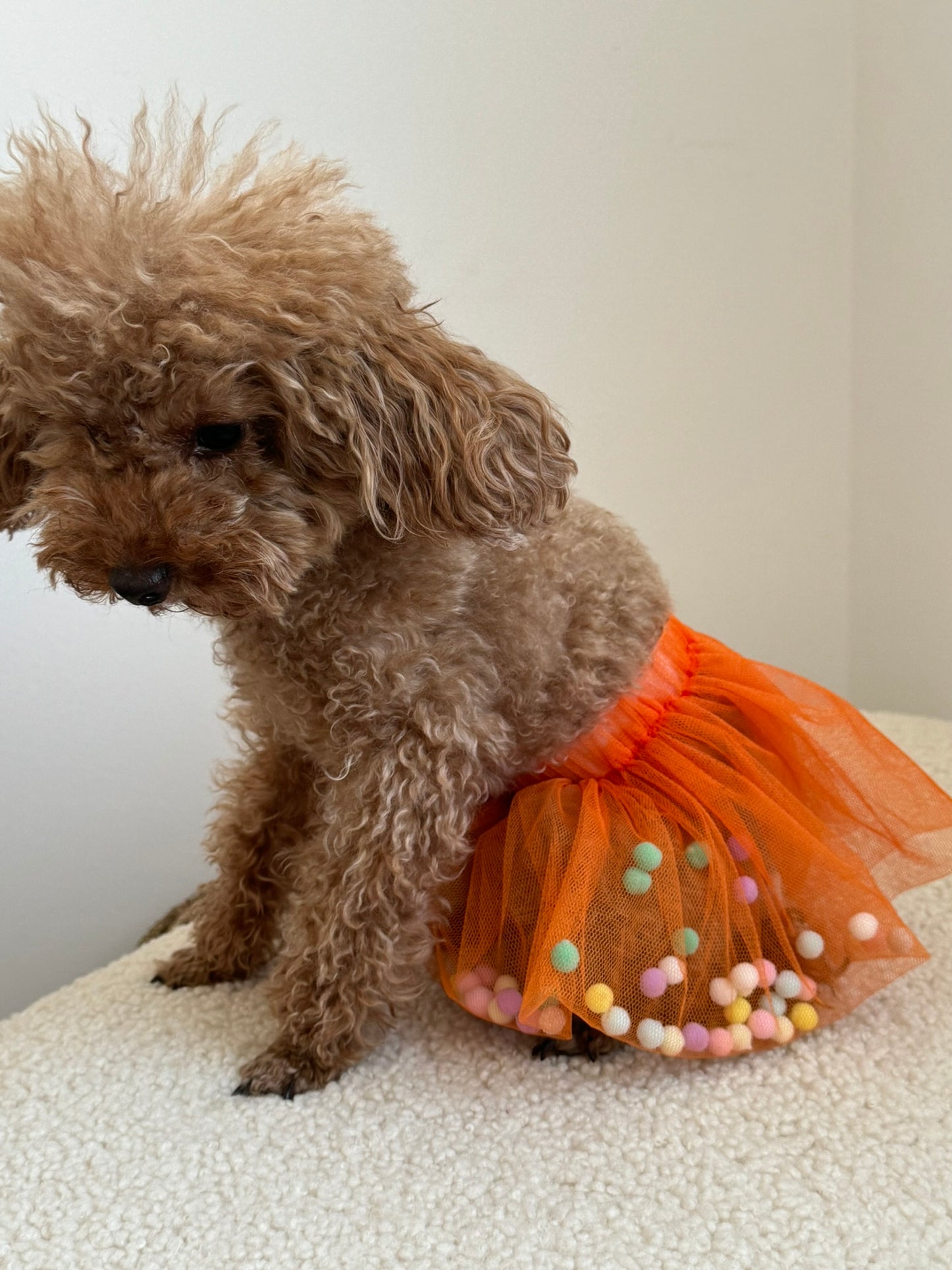 Orange Pom Pom Skirt