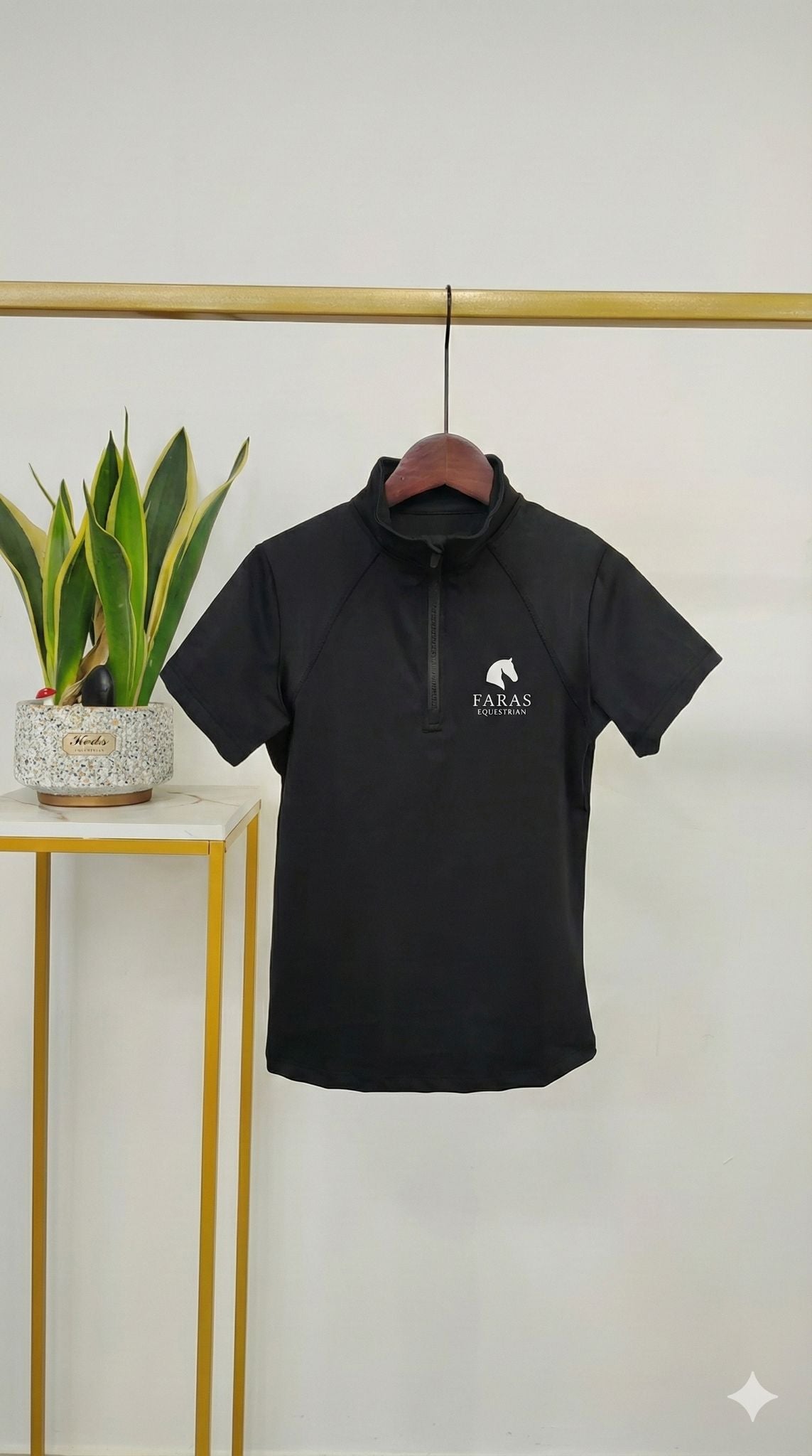 Black Short Sleeve Riding Shirt