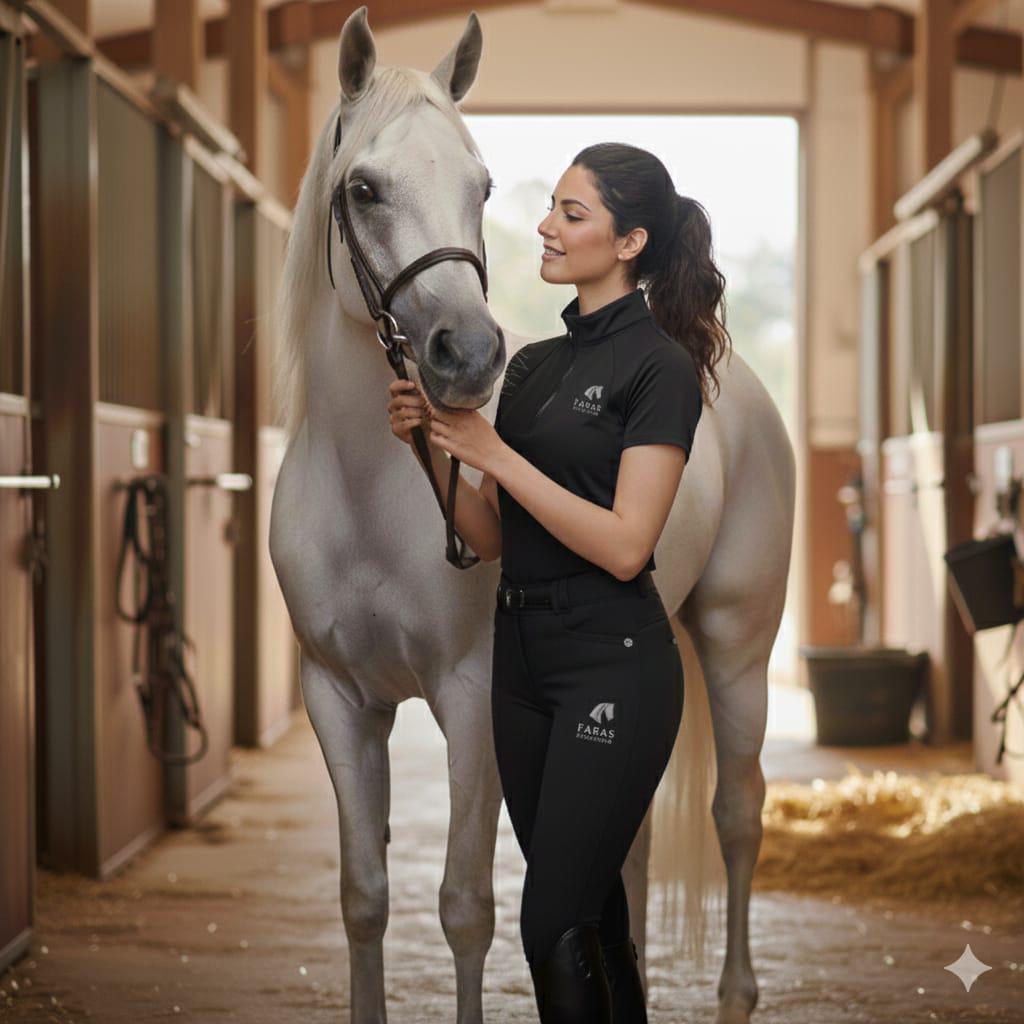 Black Short Sleeve Riding Shirt
